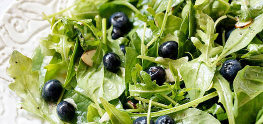 Sweet Leafy Green Salad Blueberries Almonds Recipe